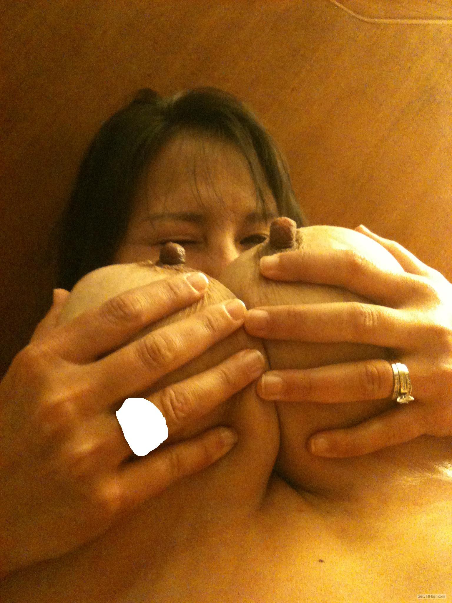 Tit Flash: Wife's Very Big Tits - Big Nips! from United States